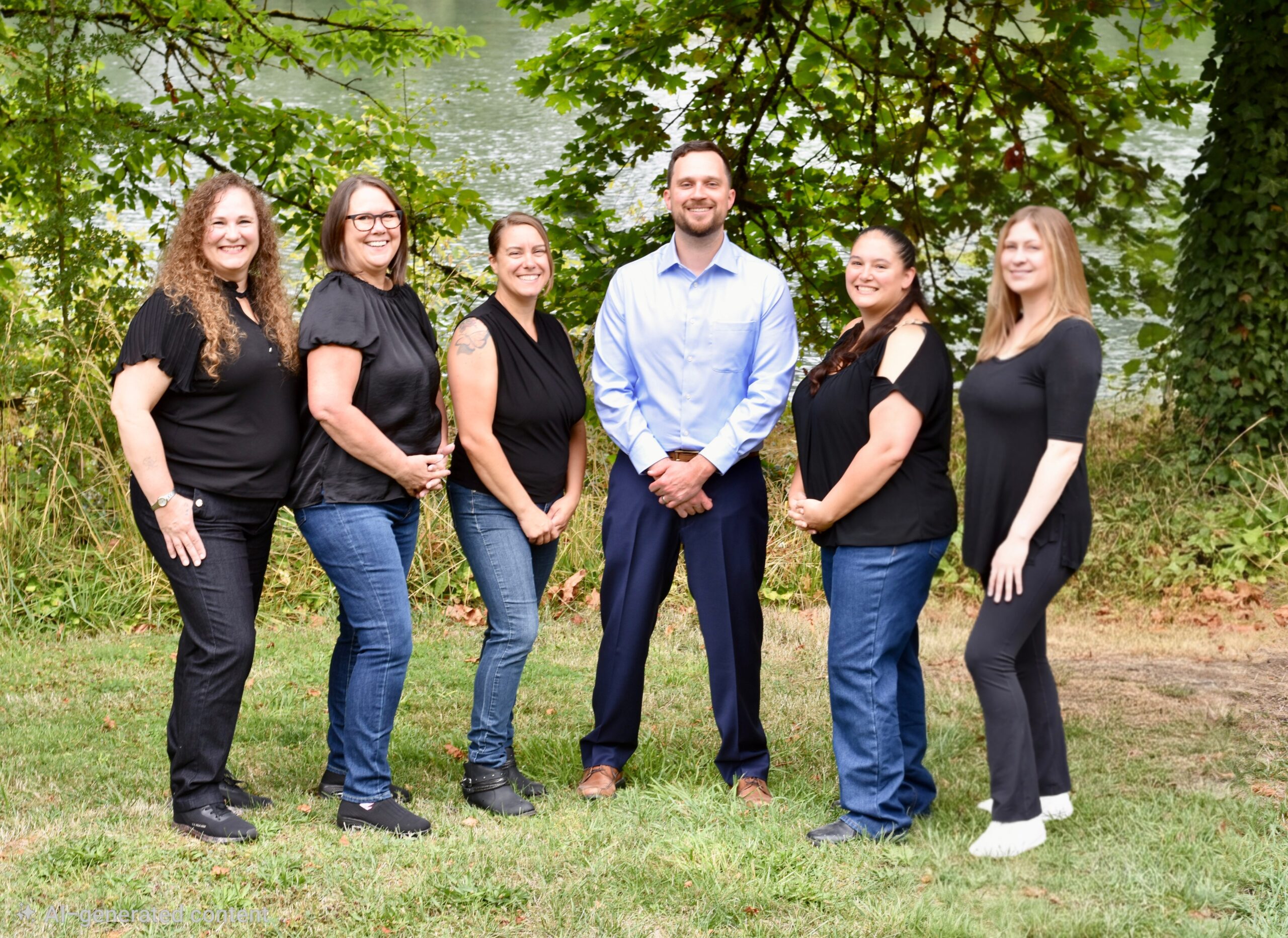 Two Rivers Dental team standing outdoors near the river